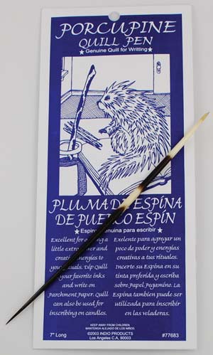 Porcupine Quill Pen W/ Purple Feathers